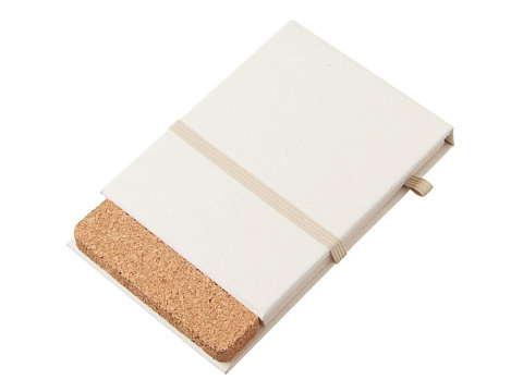 Блокнот с подставкой для телефона из пробки Milky S, молочно-белый