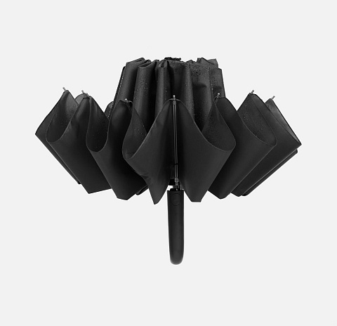 Зонт обратного сложения inLoop с ручкой-карабином, черный - рис 4.