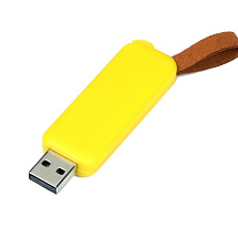 USB-флешка промо на 16 Гб прямоугольной формы, выдвижной механизм, желтый