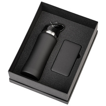 Подарочный набор с бутылкой для воды и повербанком С2, 10000 mAh, черный