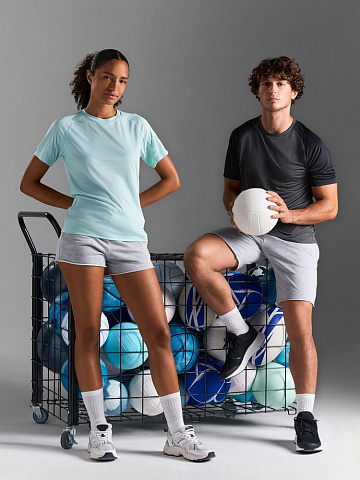 Футболка спортивная унисекс Vortex, черная с темно-серым - рис 10.