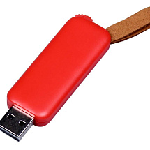 USB-флешка промо на 64 ГБ прямоугольной формы, выдвижной механизм, красный