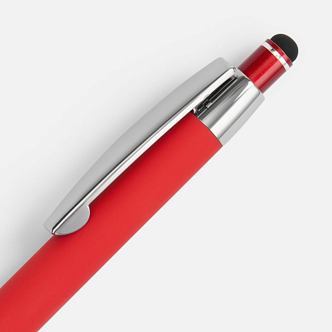Ручка шариковая Sansen Soft Touch со стилусом, красная - рис 5.