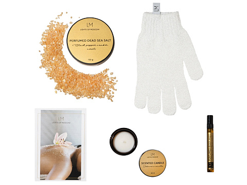 Парфюмированный спа-набор с лого Lights of Moscow, янтарный - рис 2.