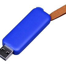 USB-флешка промо на 4 Гб прямоугольной формы, выдвижной механизм, синий