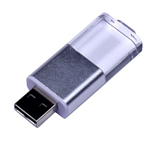 USB-флешка промо на 32 Гб прямоугольной формы, выдвижной механизм, белый