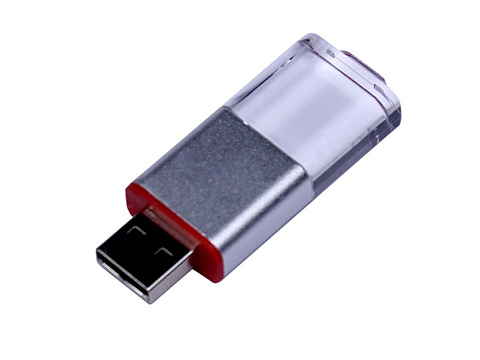 USB-флешка промо на 64 ГБ прямоугольной формы, выдвижной механизм, красный