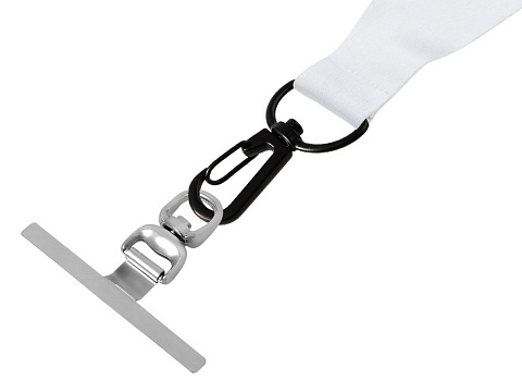Ланъярд 2 см под сублимацию с трендовым карабином, замком обрыва и металлическим держателем для телефона, черный - рис 4.