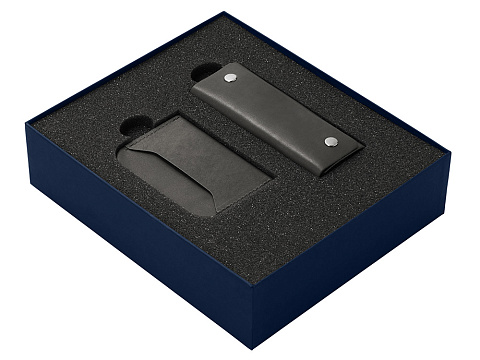 Подарочный набор Long River: картхолдер, ключница (без лого Long River), синяя коробка - рис 2.