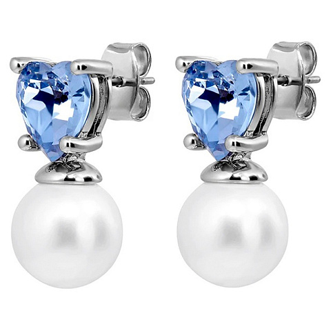 Серьги EMO SS LIGHT BLUE / WHITE PEARL - рис 4.