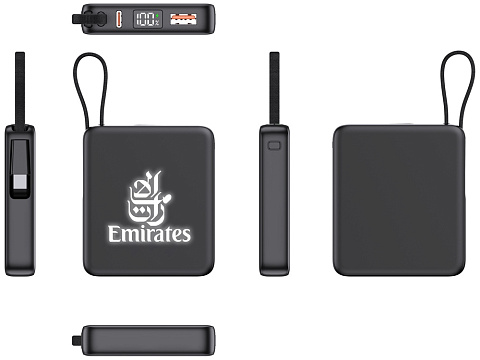 Внешний аккумулятор с подсветкой лого Nex, 5000 мАч, черный - рис 3.