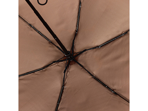 Зонт складной женский TORBER, механика, 5 сложений, коричневый, каркас алюминий, эпонж, пластиковая ручка, диаметр 91 см - рис 4.