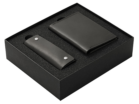 Подарочный набор Long River: обложка для паспорта, ключница (без лого Long River), черная коробка - рис 2.