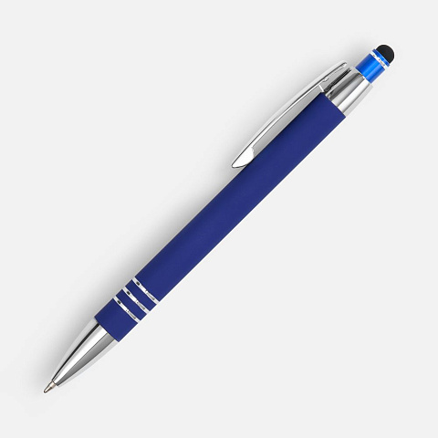 Ручка шариковая Sansen Soft Touch со стилусом, синяя - рис 3.