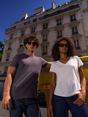 Футболка унисекс Regent с V-образным вырезом, кобальт (темно-синяя) - рис 8.