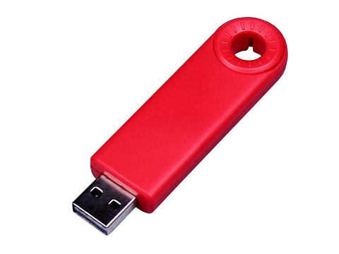 USB-флешка промо на 32 Гб прямоугольной формы, выдвижной механизм, красный