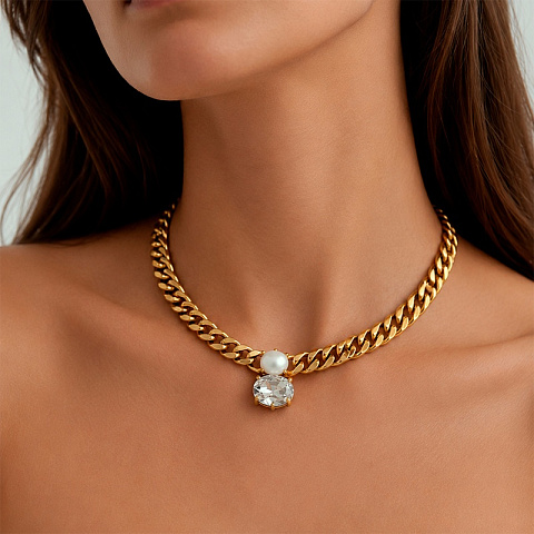 Колье  HOLL SG CRYSTAL_WHITE PEARL - рис 2.