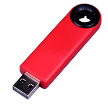 USB-флешка промо на 16 Гб прямоугольной формы, выдвижной механизм, черный