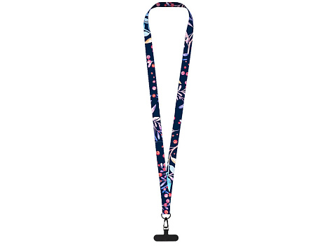 Ланъярд 2 см под сублимацию с трендовым карабином и узким держателем для телефона из ПЭ, черный - рис 3.