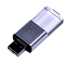 USB-флешка промо на 64 ГБ прямоугольной формы, выдвижной механизм, черный