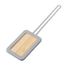 Бамбуковая багажная бирка с силиконовым чехлом Тагу, серый