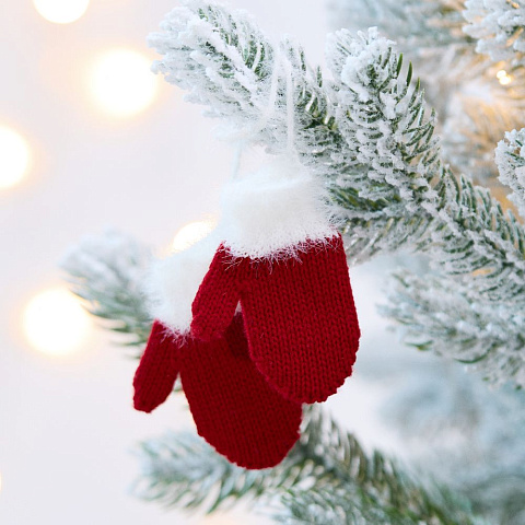 Подвеска на елку «Вьюшка», варежки, красная - рис 4.