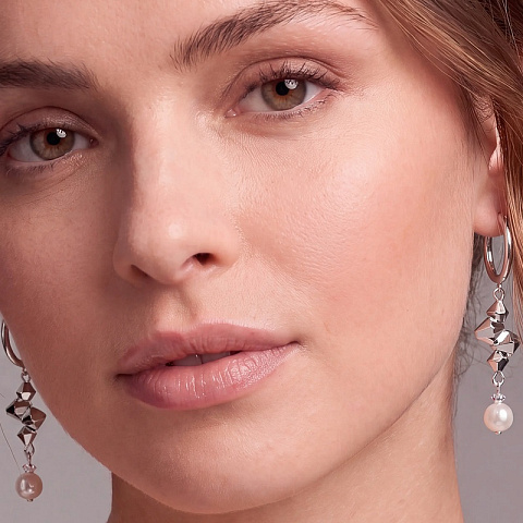 Серьги Hoop White-Silver - рис 3.