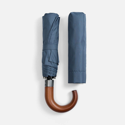 Зонт складной Classic, темно-синий с темной ручкой - рис 9.