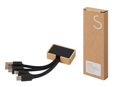 Кабель 3-в-1 с подсветкой лого Reedia S6, бамбук, черный - рис 7.