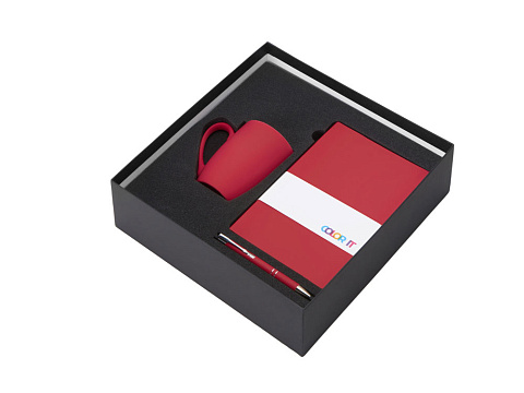 Подарочный набор с блокнотом С1, металлической ручкой и кружкой, красный - рис 2.