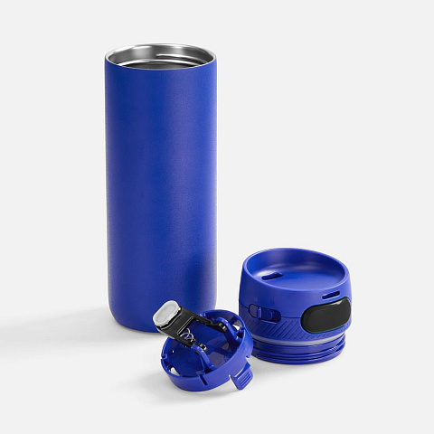 Термостакан X1 с цветной кнопкой, синий с черным - рис 3.