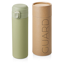 Вакуумная термокружка Waterline c кнопкой Guard, 400 мл, тубус, оливковый