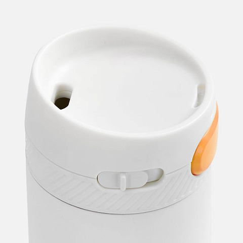 Термостакан X1 с цветной кнопкой, белый с оранжевым - рис 4.