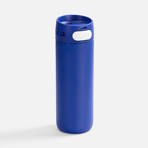 Термостакан X1 с цветной кнопкой, синий с белым - рис 2.