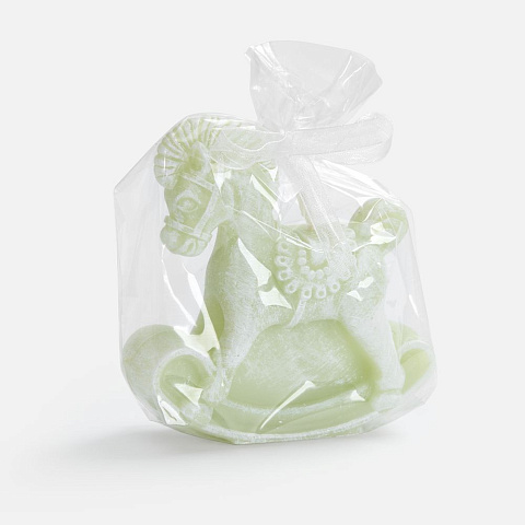 Свеча фигурная «Лошадка-качалка», светло-зеленая - рис 3.