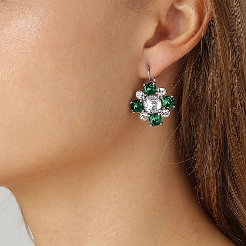 Серьги BATTI SS EMERALD GREEN Dyrberg Kern 430060 - рис 2.