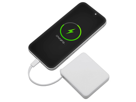 Внешний аккумулятор со встроенным кабелем USB-C Дэнси, 5000 мАч, белый - рис 3.