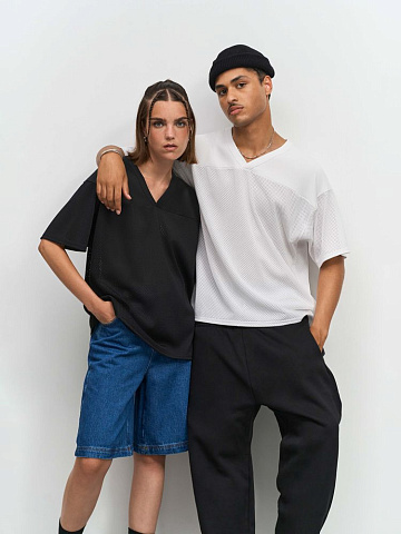 Футболка унисекс Nino с V-образным вырезом, белая - рис 7.