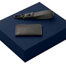 Подарочный набор Long River: картхолдер, ремешок для ключей (без лого Long River), синяя коробка