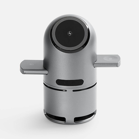 Bluetooth-колонка с беспроводной зарядкой Droid, серая - рис 2.