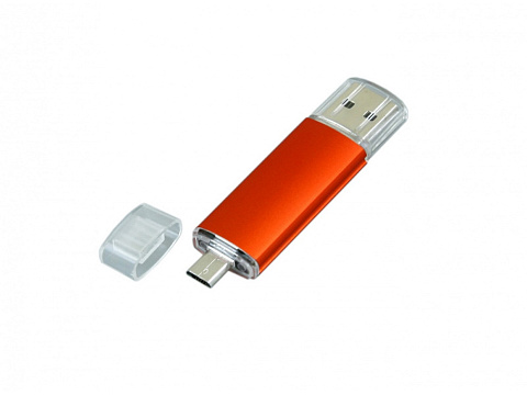 USB-флешка на 64 ГБ.c дополнительным разъемом Micro USB, оранжевый - рис 2.