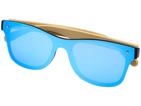 Солнцезащитные очки Tan с бамбуковыми дужками - Cиний - рис 3.