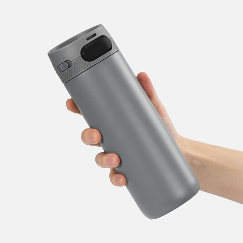 Термостакан X1 с цветной кнопкой, серый с черным - рис 5.