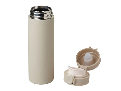 Вакуумная термокружка Waterline c кнопкой Guard, 400 мл, тубус, бежевый - рис 2.