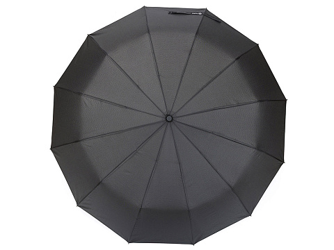 Зонт складной мужской TORBER, автомат, 3 сложения, черный, каркас сталь/файбергласс, эпонж, пластиковая ручка, диаметр 103 см - рис 2.