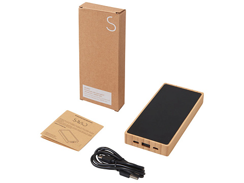 Внешний аккумулятор с подсветкой лого и солнечной панелью Reedia S1, 10000 mAh, бамбук, черный - рис 8.