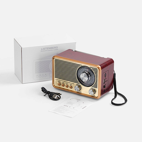 Bluetooth-колонка с радио Listenberg, коричневая - рис 8.