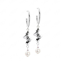 Серьги Hoop White-Silver