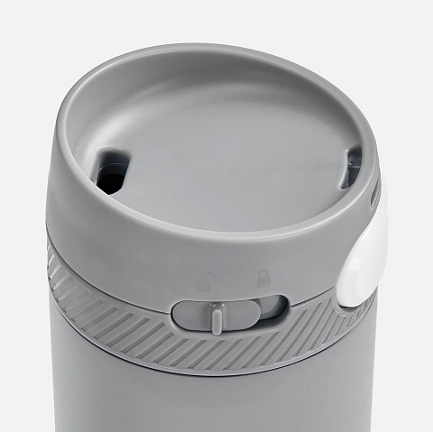 Термостакан X1 с цветной кнопкой, серый с белым - рис 4.