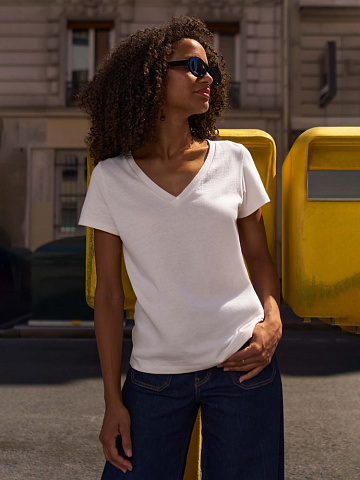 Футболка женская Regent Women с V-образным вырезом, серый меланж - рис 9.